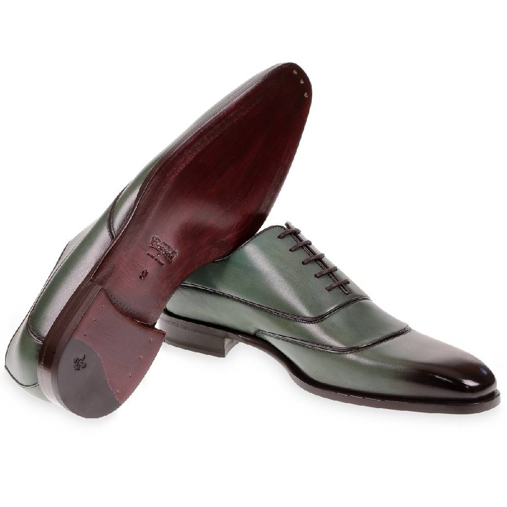 Lartigiano Del Cuoio Scarpe oxford da uomo in pelle verde tinta a mano da Fratelli Borgioli Promozione temporanea