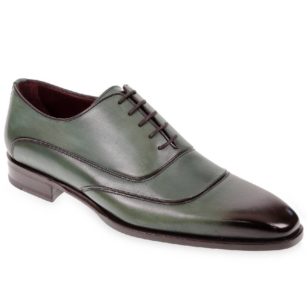 Lartigiano Del Cuoio Scarpe oxford da uomo in pelle verde tinta a mano da Fratelli Borgioli Promozione temporanea