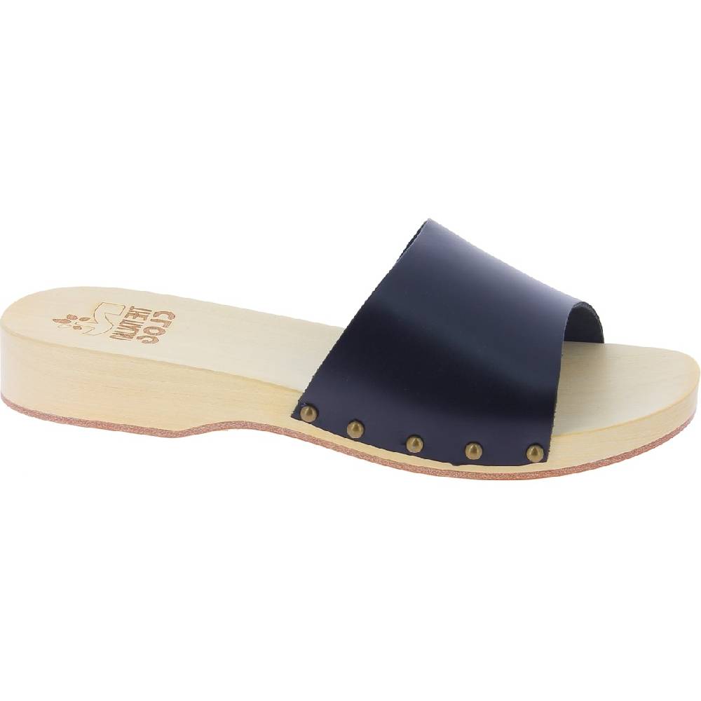 Lartigiano Del Cuoio Zoccoli di legno uomo con fascia larga in pelle nera artigianali Fino al 65% di sconto