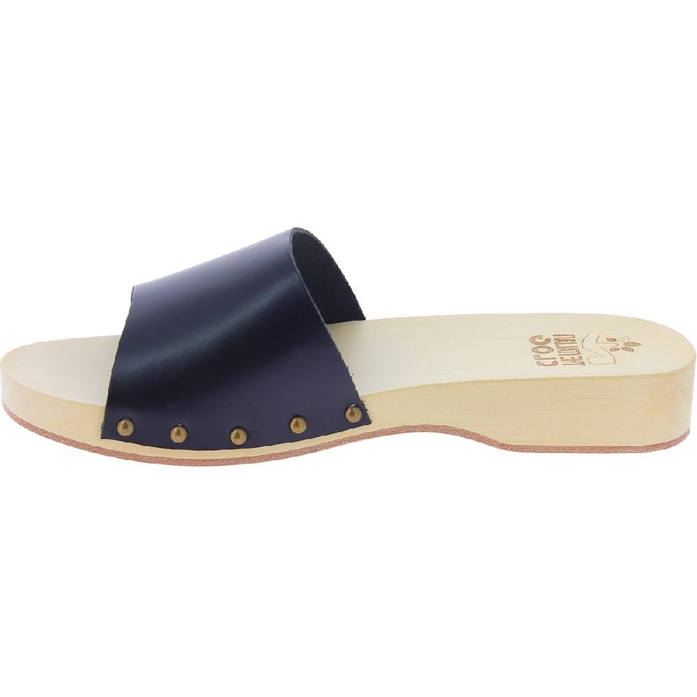 Lartigiano Del Cuoio Zoccoli di legno uomo con fascia larga in pelle nera artigianali Fino al 65% di sconto