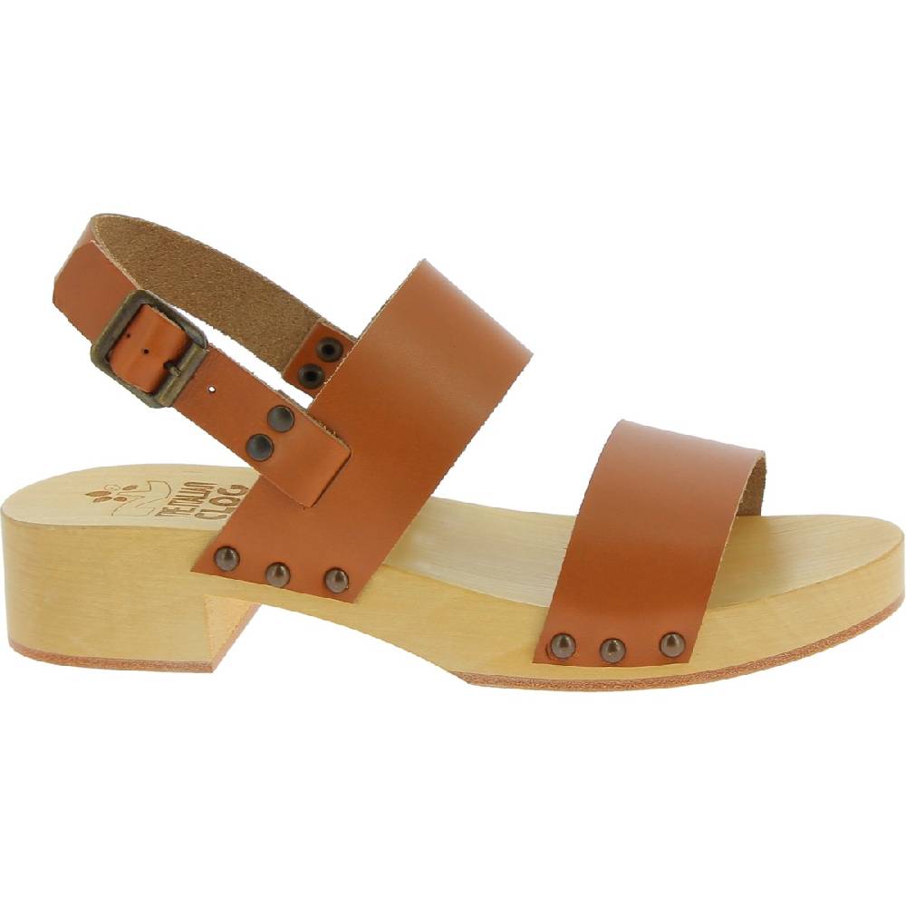 Lartigiano Del Cuoio Zoccoli in legno donna con fasce in pelle beige Enormi sconti