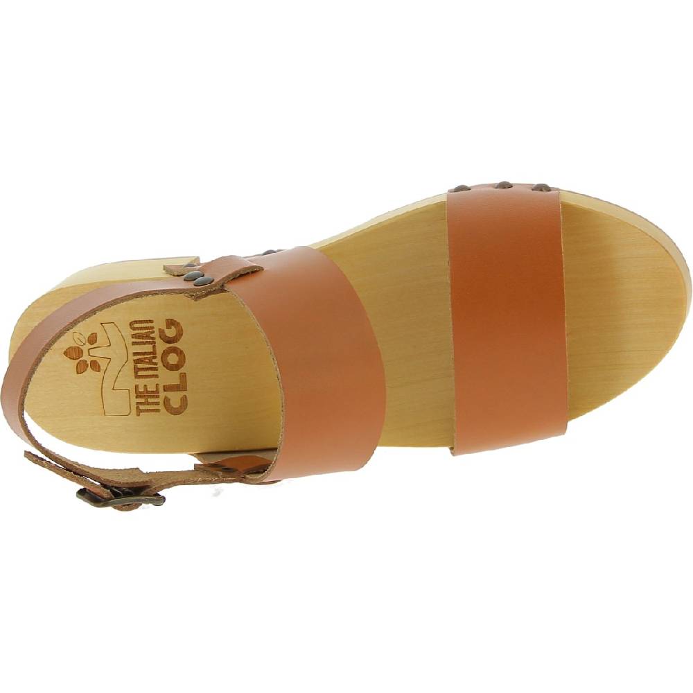 Lartigiano Del Cuoio Zoccoli in legno donna con fasce in pelle beige Enormi sconti