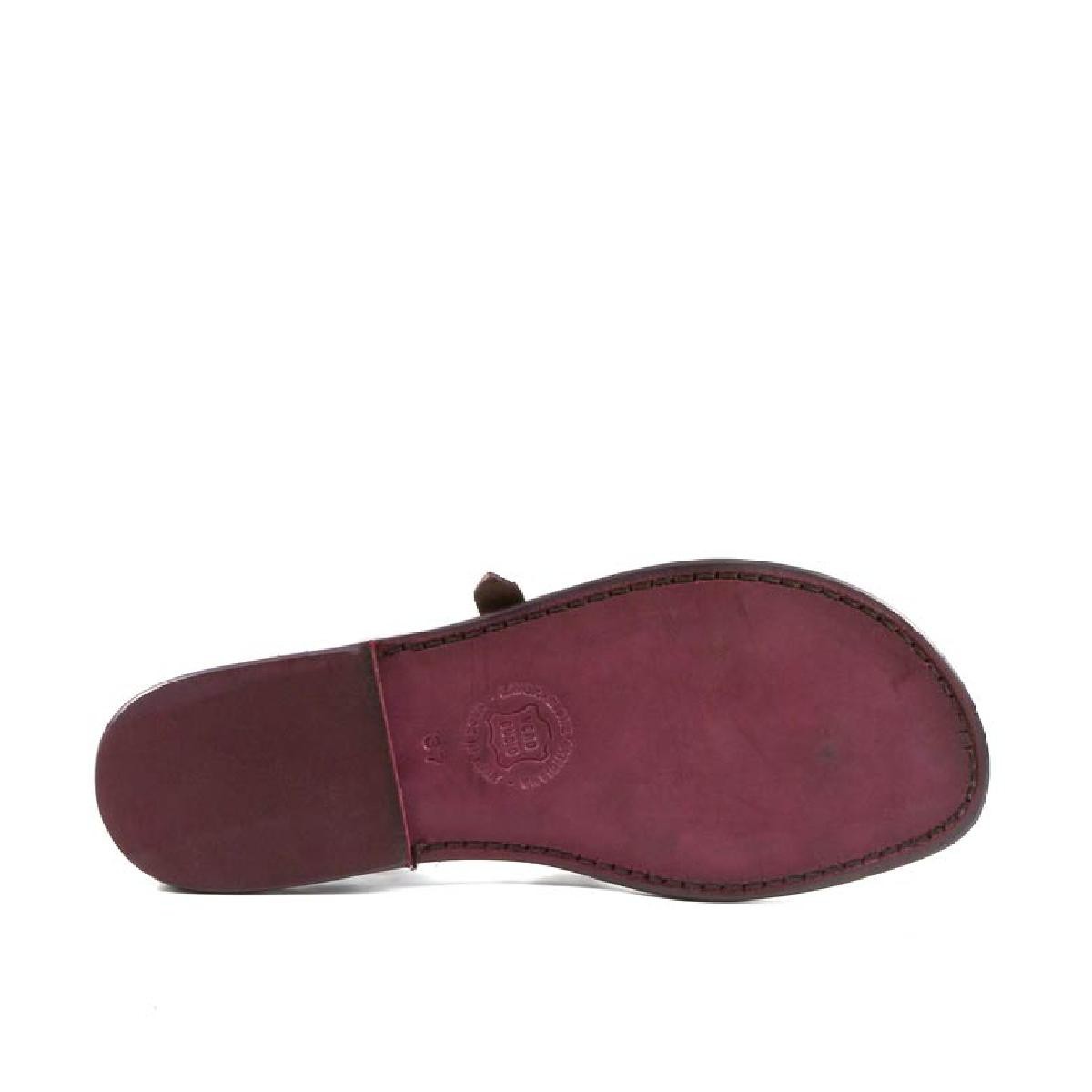 Lartigiano Del Cuoio Sandali artigianali cuoio donna fatti in Italia in pelle color prugna Esporta salva