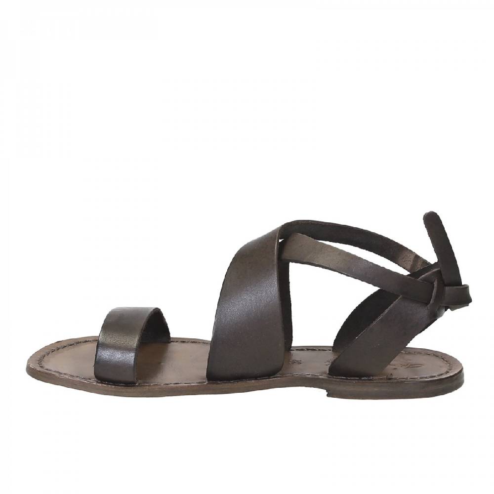 Lartigiano Del Cuoio Sandali donna fatti a mano in pelle color fango Italia
