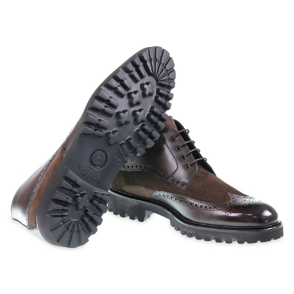 Lartigiano Del Cuoio Stivaletti brogue in pelle e camoscio marrone - Fratelli Borgioli Qualità
