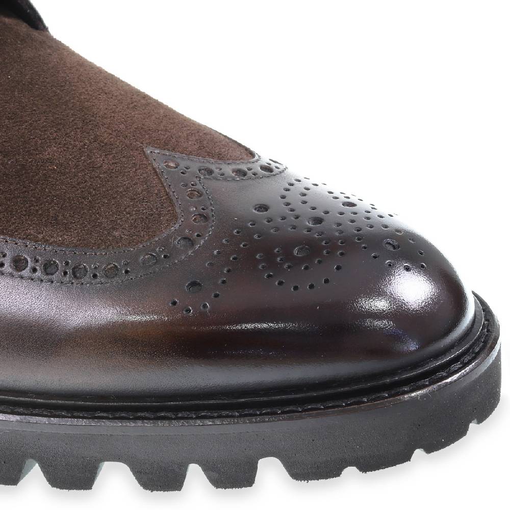 Lartigiano Del Cuoio Stivaletti brogue in pelle e camoscio marrone - Fratelli Borgioli Qualità