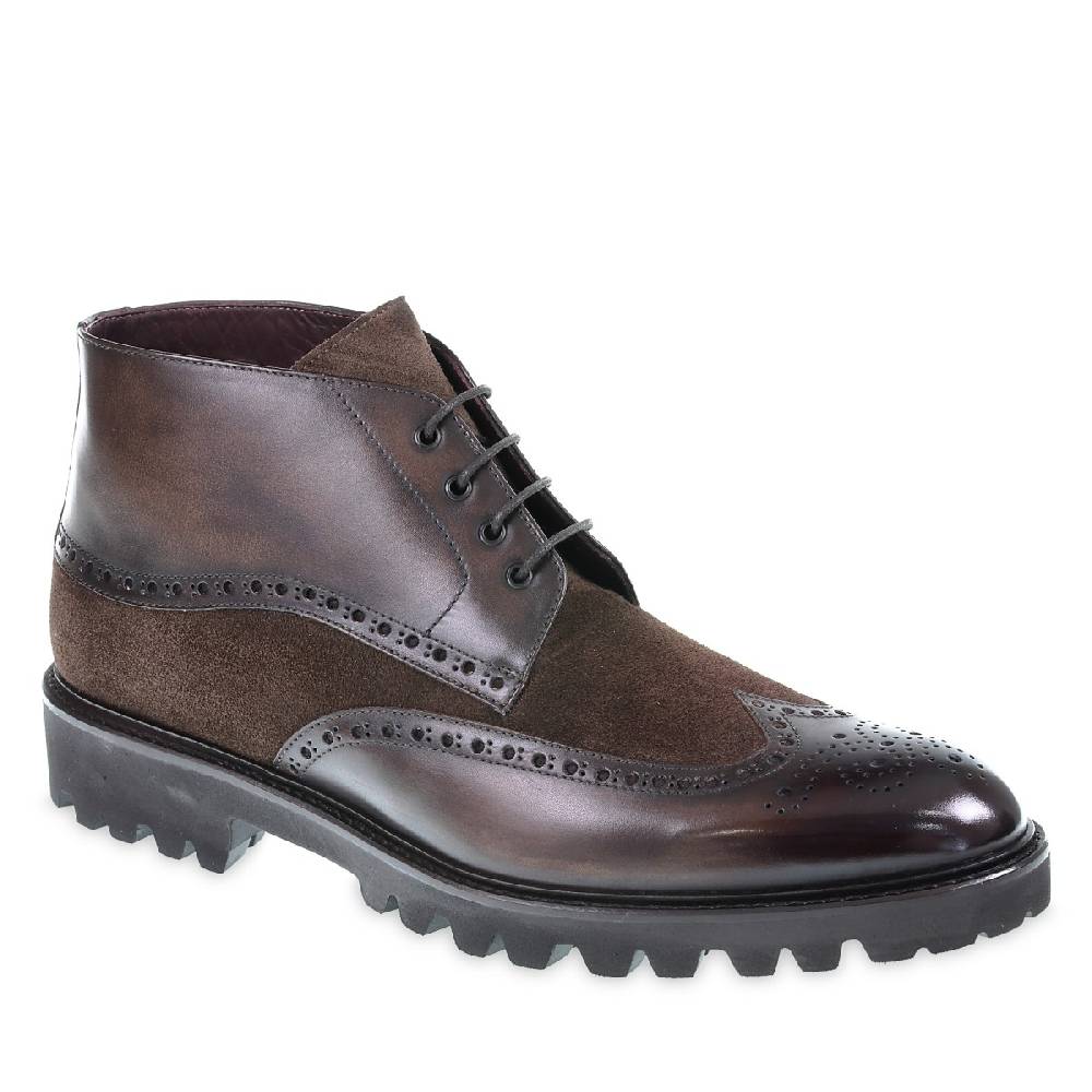 Lartigiano Del Cuoio Stivaletti brogue in pelle e camoscio marrone - Fratelli Borgioli Qualità