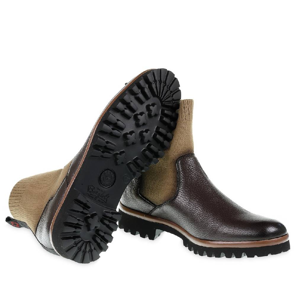 Lartigiano Del Cuoio Stivaletto chelsea in cervo marrone e cashmere - Fratelli Borgioli Vendita