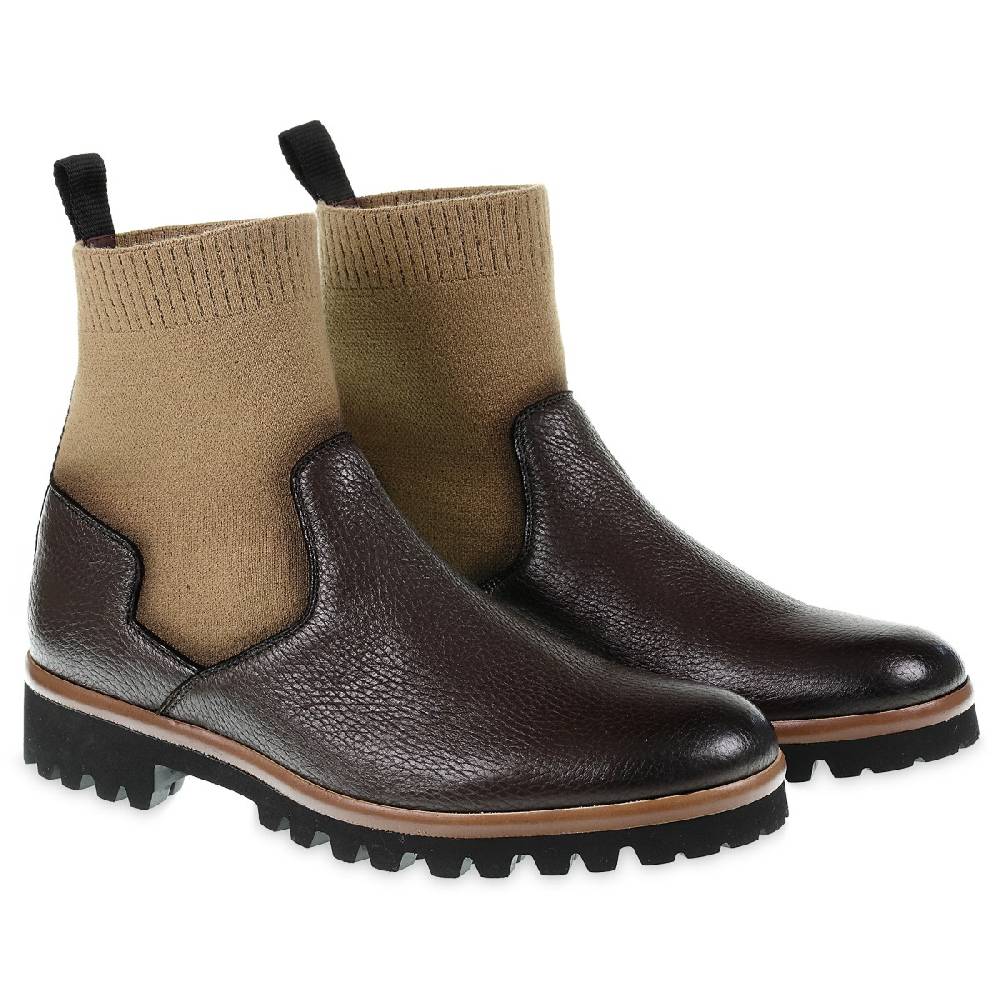 Lartigiano Del Cuoio Stivaletto chelsea in cervo marrone e cashmere - Fratelli Borgioli Vendita