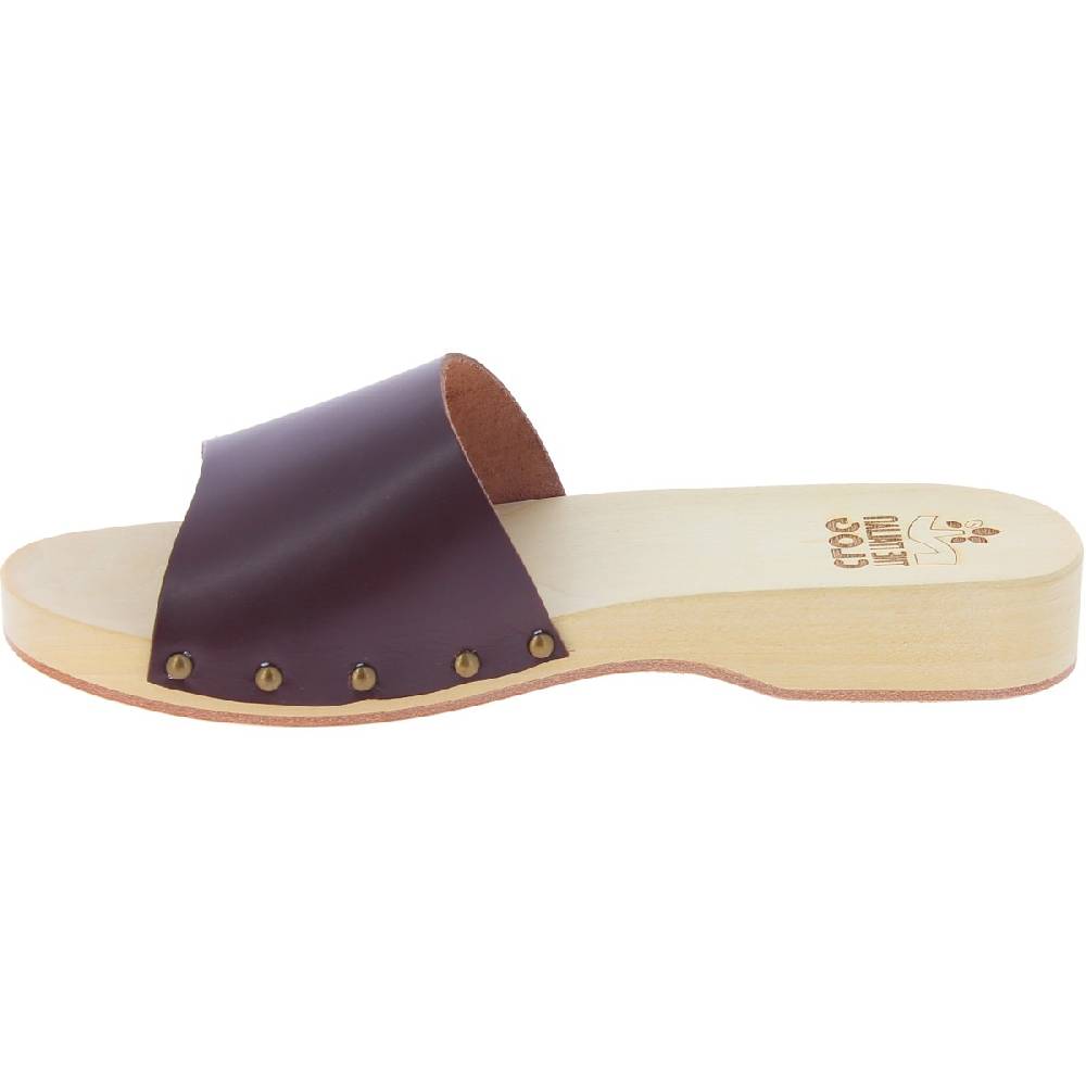 Lartigiano Del Cuoio Zoccoli in legno da uomo con fascia larga in pelle color testa di moro Promozione Limitata