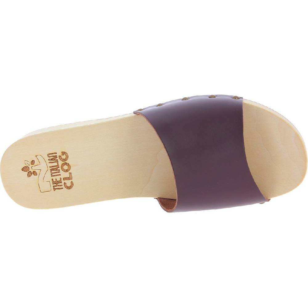 Lartigiano Del Cuoio Zoccoli in legno da uomo con fascia larga in pelle color testa di moro Promozione Limitata