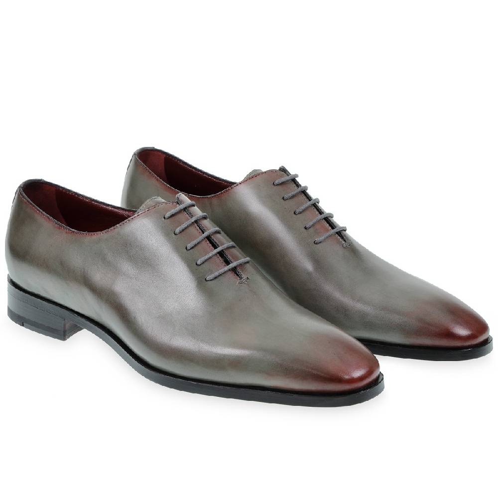 Lartigiano Del Cuoio Scarpe Oxford da uomo in pelle grigia tinta a mano con sfumature bordò Fino Al -60%