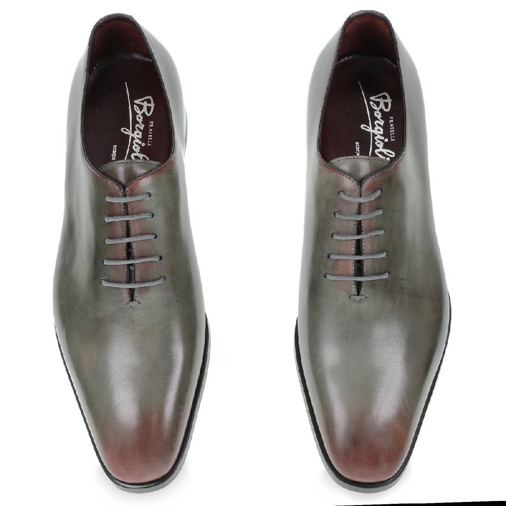Lartigiano Del Cuoio Scarpe Oxford da uomo in pelle grigia tinta a mano con sfumature bordò Fino Al -60%