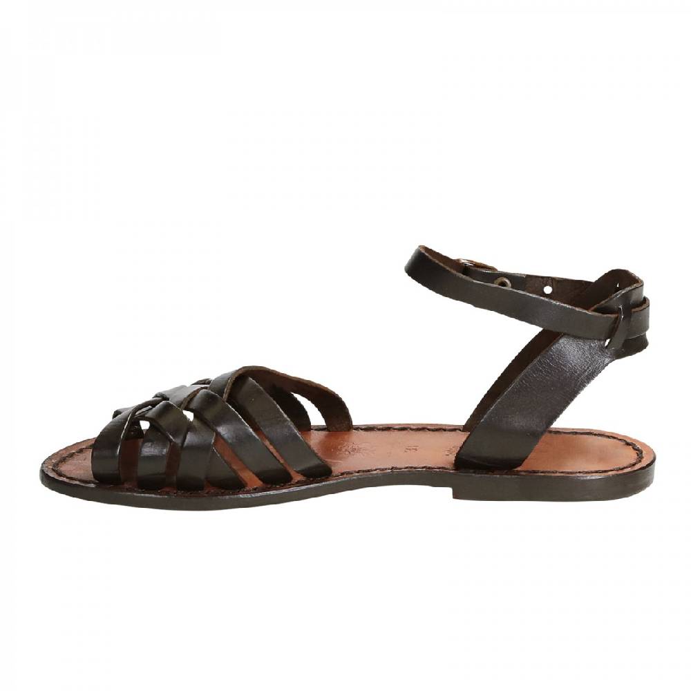 Lartigiano Del Cuoio Sandali artigianali donna in pelle color testa di moro Offerta