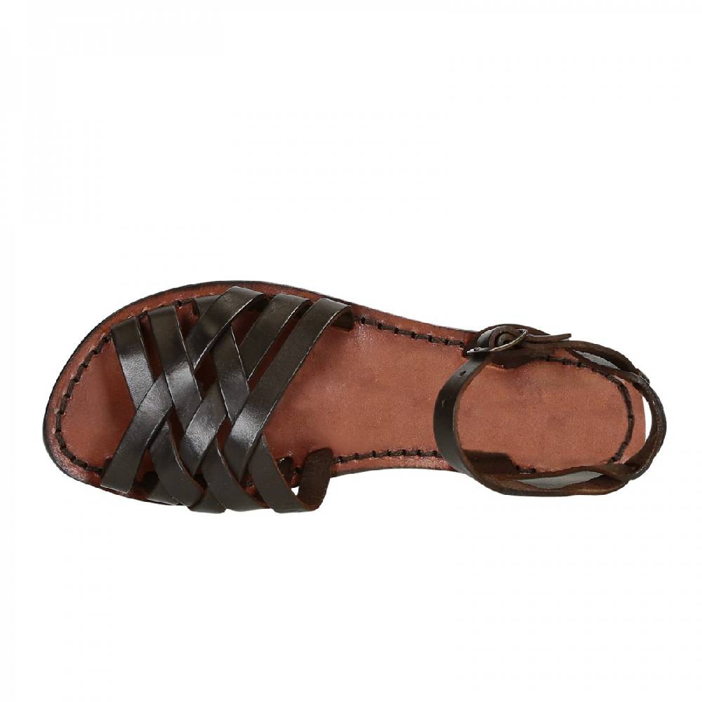 Lartigiano Del Cuoio Sandali artigianali donna in pelle color testa di moro Offerta