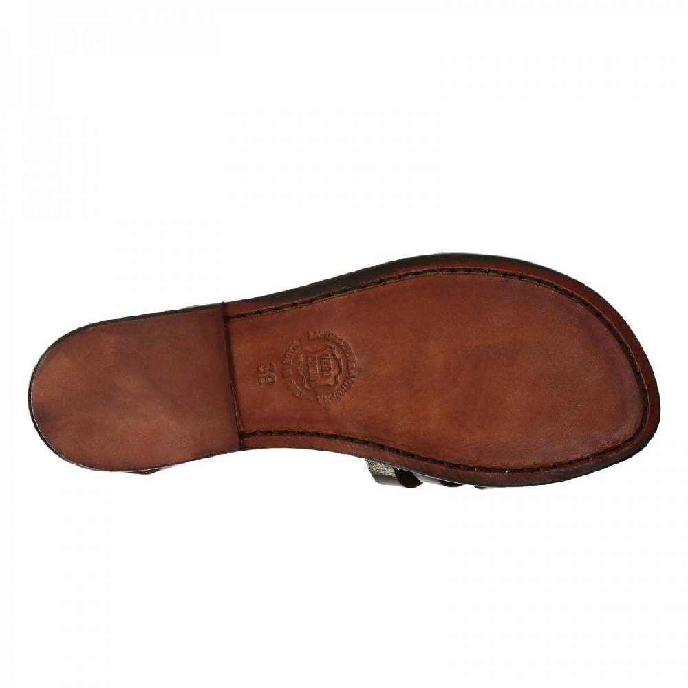 Lartigiano Del Cuoio Sandali artigianali donna in pelle color testa di moro Offerta