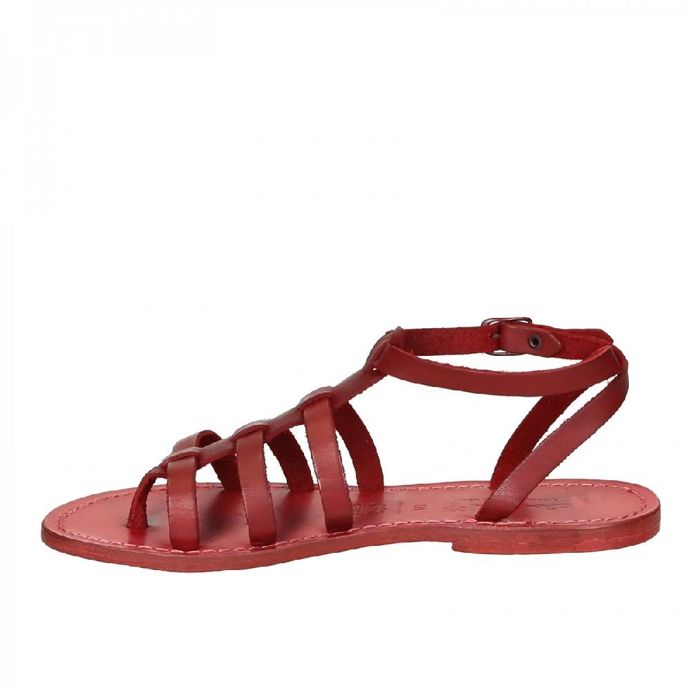Lartigiano Del Cuoio Sandali gladiatore donna in pelle rosso fatti a mano in Italia Online