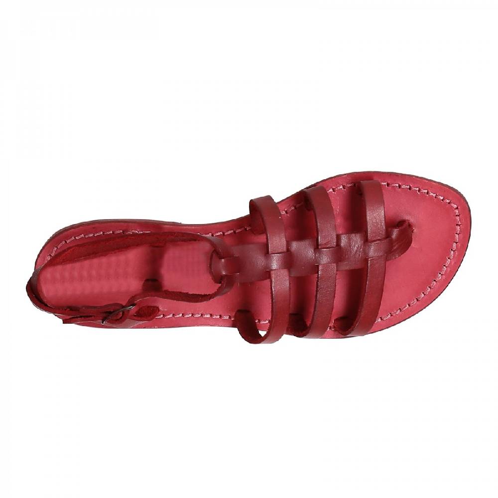 Lartigiano Del Cuoio Sandali gladiatore donna in pelle rosso fatti a mano in Italia Online
