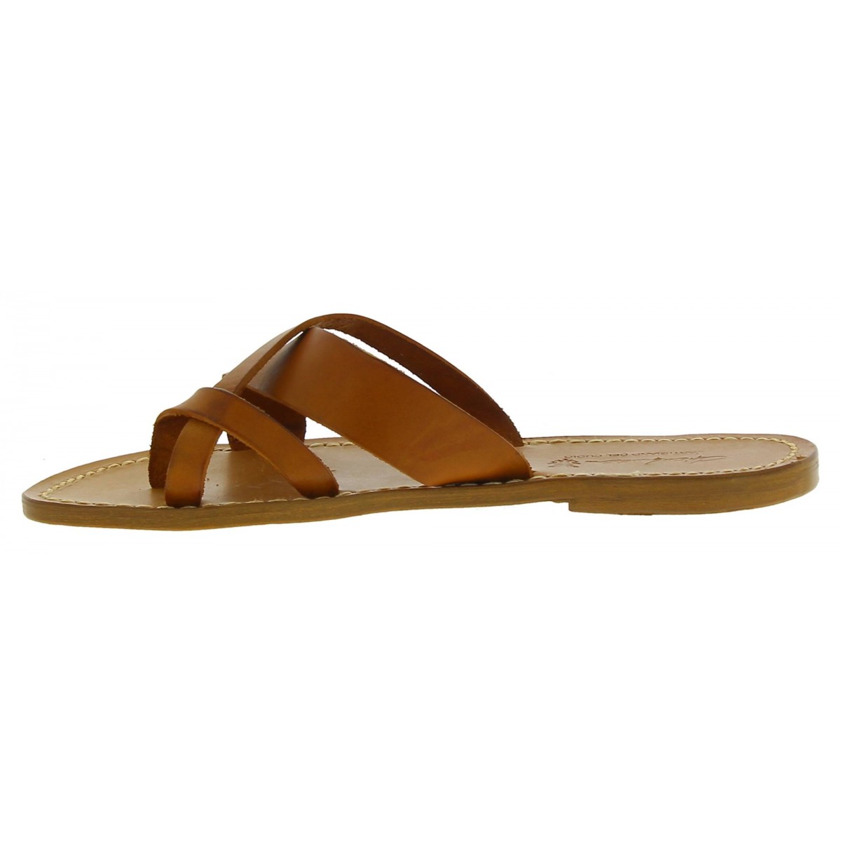 Lartigiano Del Cuoio Ciabatte infradito da donna fatti a mano in pelle color cuoio Saldi