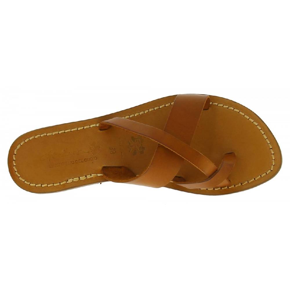 Lartigiano Del Cuoio Ciabatte infradito da donna fatti a mano in pelle color cuoio Saldi