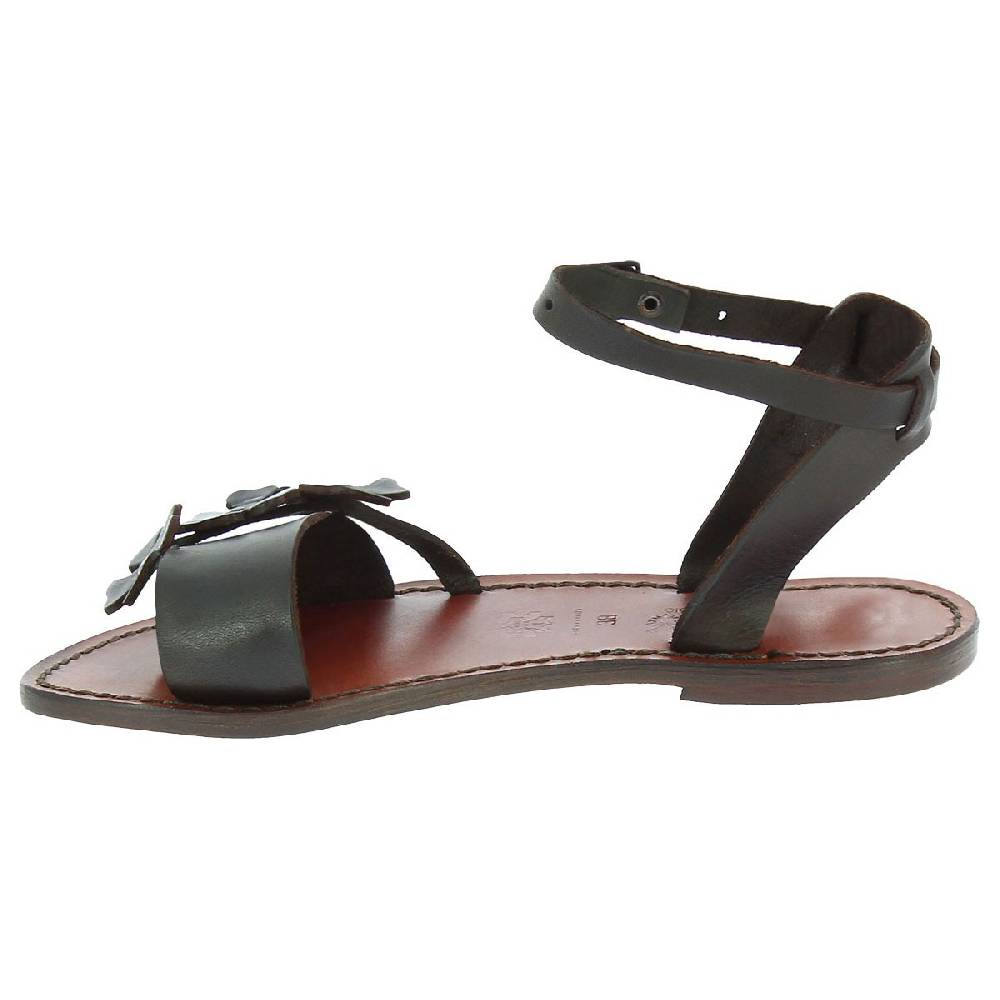 Lartigiano Del Cuoio Sandali bassi donna artigianali in pelle color testa di moro Vendita Calda