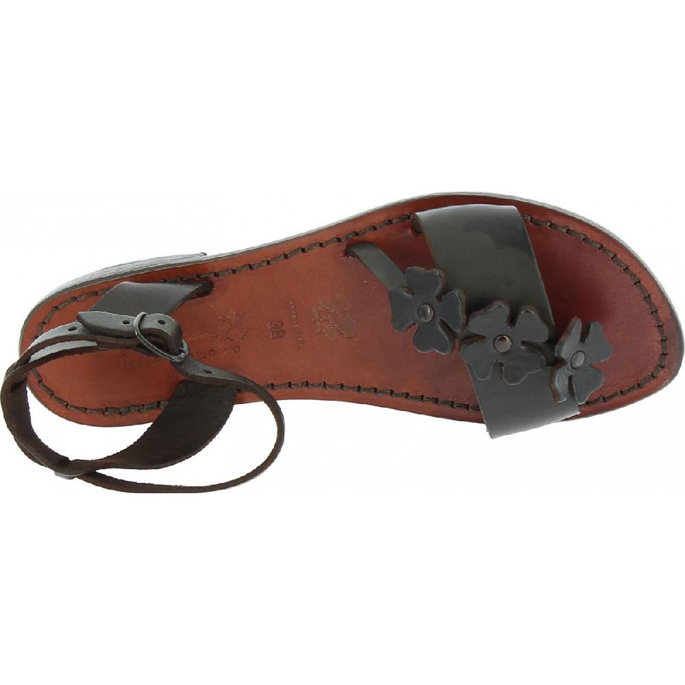 Lartigiano Del Cuoio Sandali bassi donna artigianali in pelle color testa di moro Vendita Calda