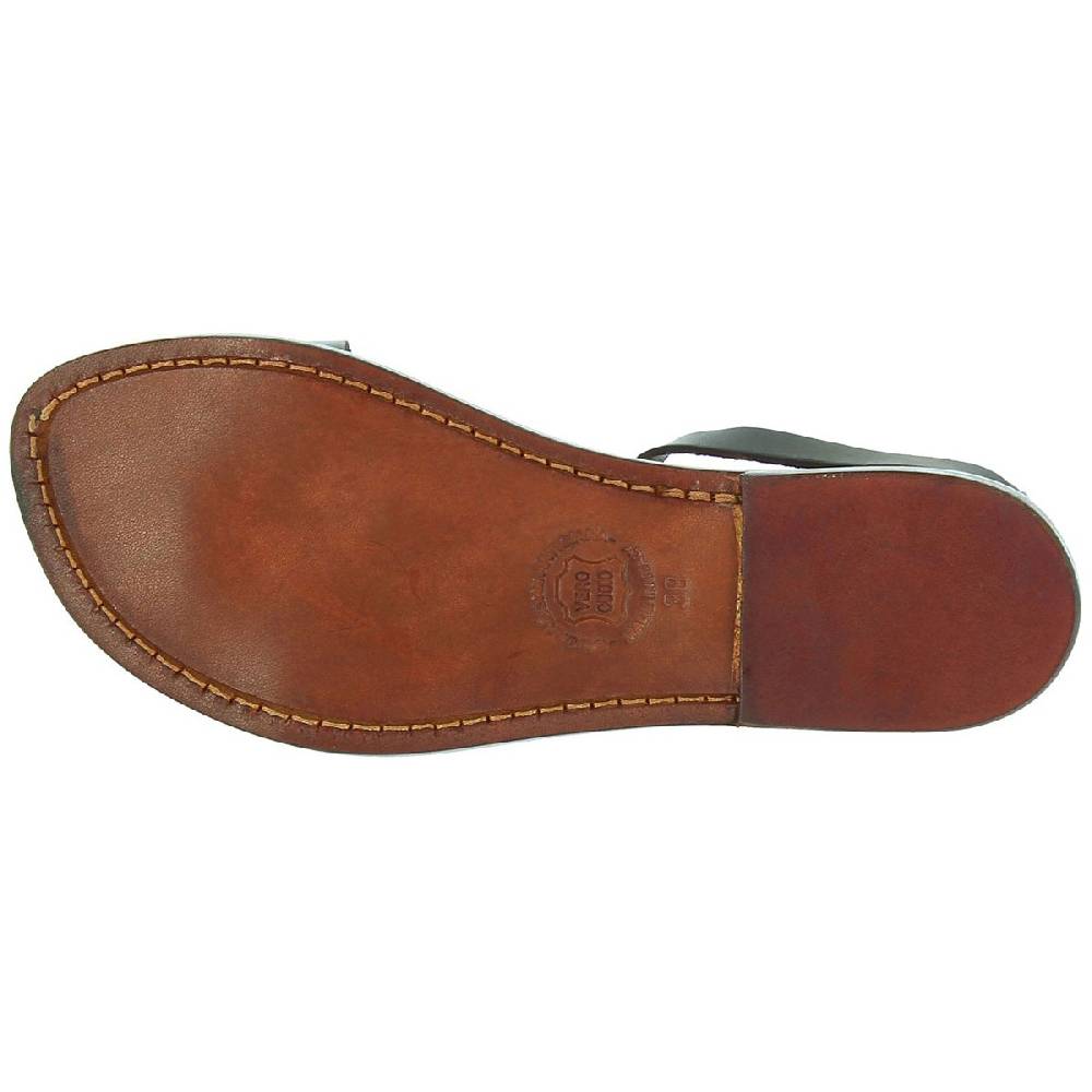 Lartigiano Del Cuoio Sandali bassi donna artigianali in pelle color testa di moro Vendita Calda