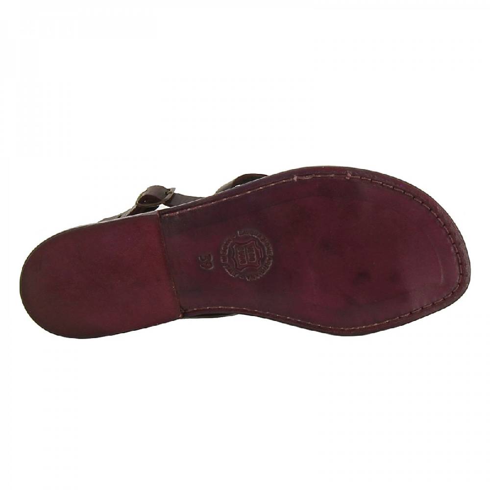 Lartigiano Del Cuoio Sandali donna in pelle color prugna fatti a mano Vendite Flash