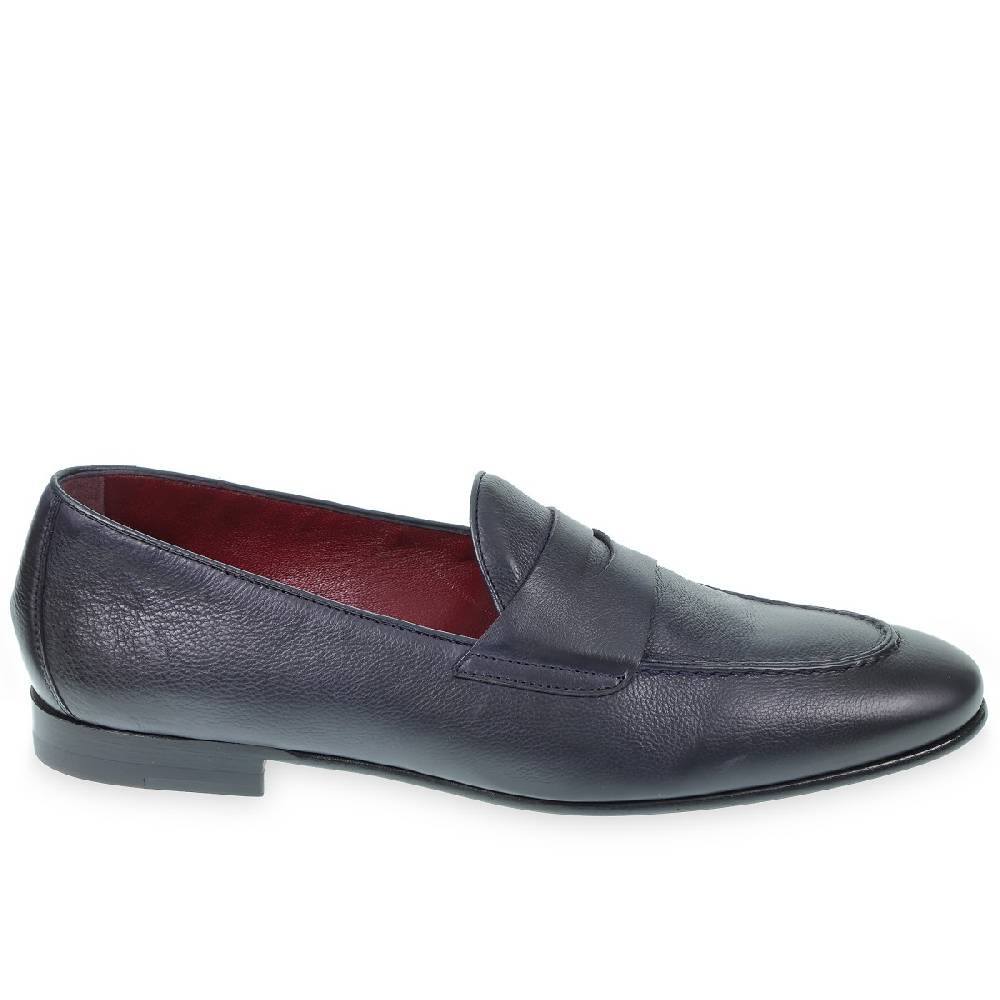 Lartigiano Del Cuoio Mocassino penny in vitello morbido blu fatto a mano da Fratelli Borgioli Moda