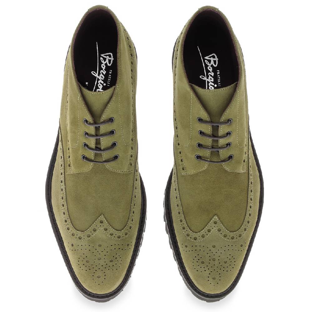 Lartigiano Del Cuoio Stivaletto brogues in camoscio color argilla - Fratelli Borgioli - Artigianalità Italiana Negozio online di fabbrica