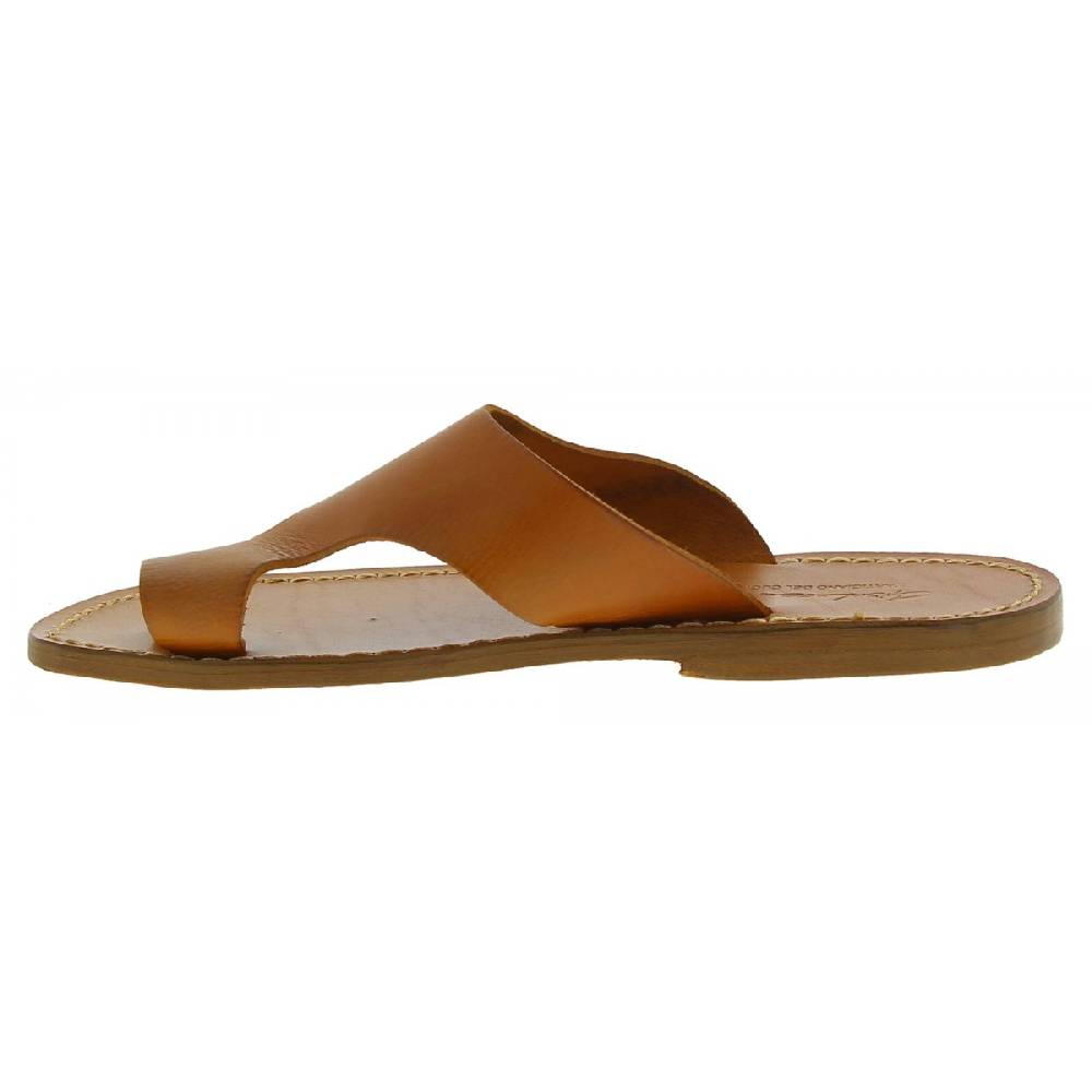 Lartigiano Del Cuoio Ciabatte infradito da uomo in pelle color cuoio artigianali Offerta speciale