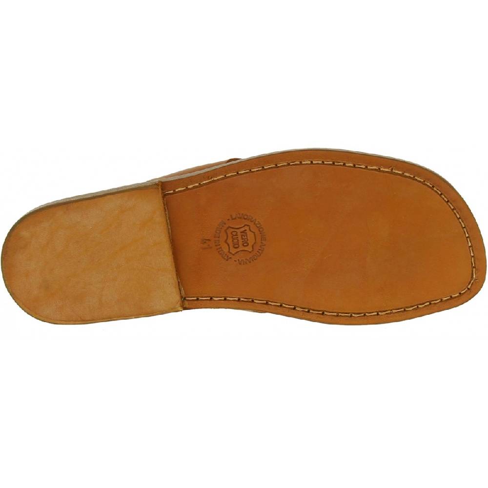 Lartigiano Del Cuoio Ciabatte infradito da uomo in pelle color cuoio artigianali Offerta speciale