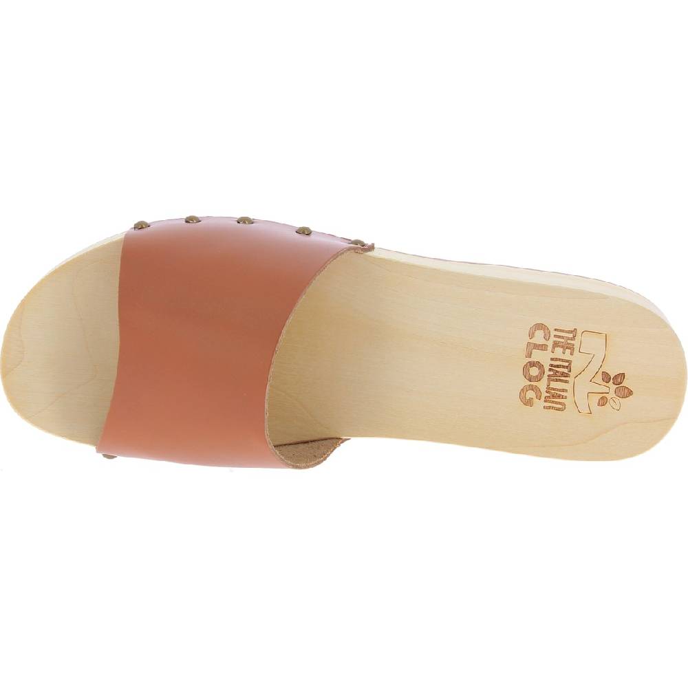 Lartigiano Del Cuoio Zoccoli in legno da uomo con fascia larga in pelle color marrone Grande vendita