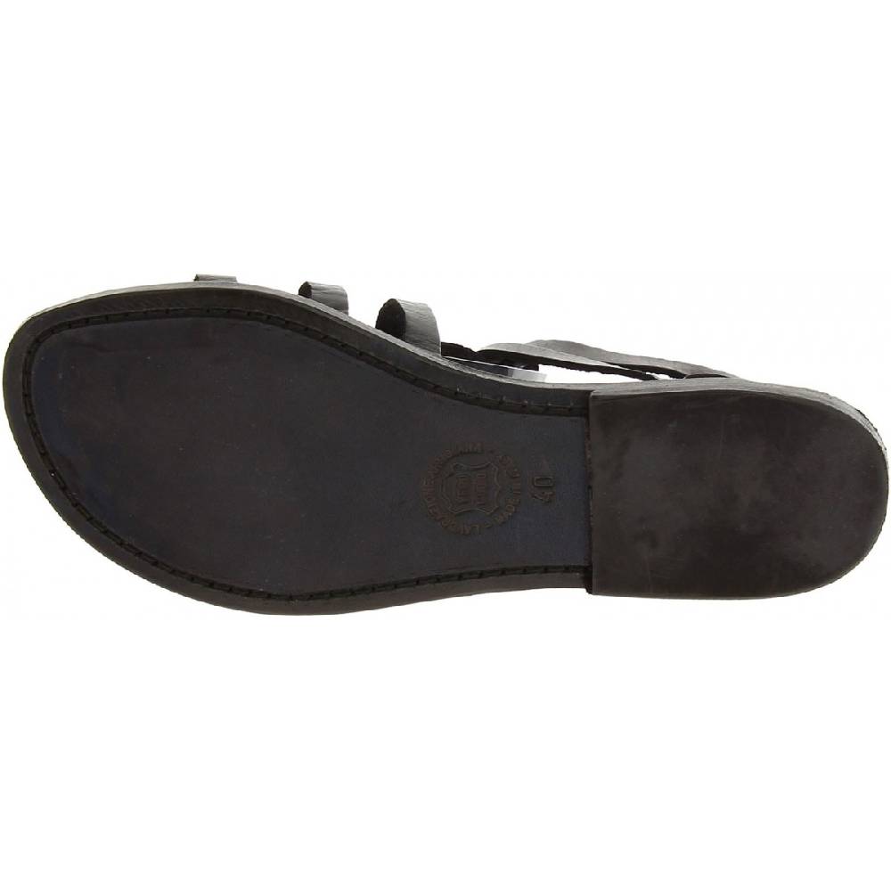Lartigiano Del Cuoio Sandali da gladiatore in pelle nera fatti a mano in Italia Flash Sale