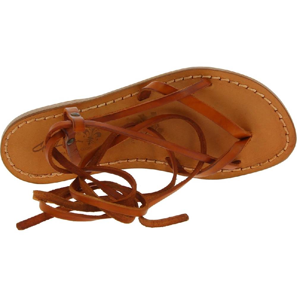 Lartigiano Del Cuoio Sandali schiava donna artigianali in pelle color cuoio antico Black Friday