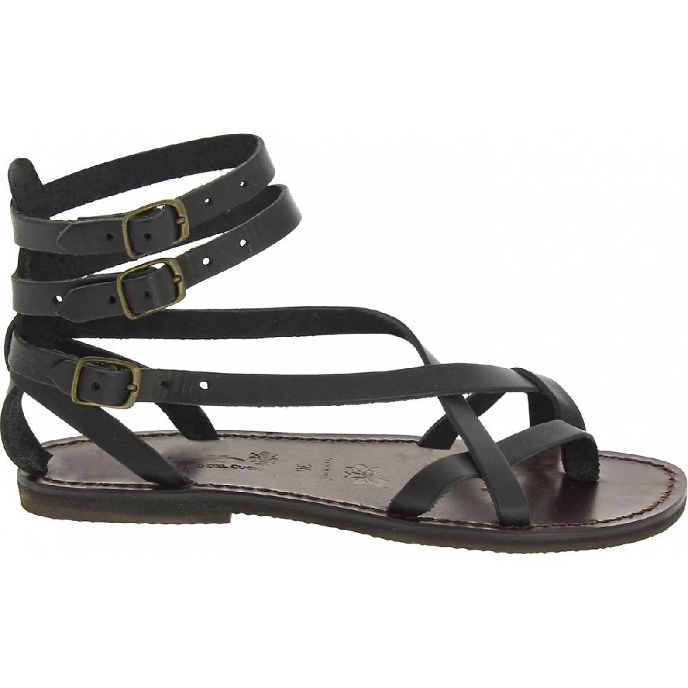 Lartigiano Del Cuoio Sandali gladiatore fatti a mano in pelle colore nero Offerta natalizia