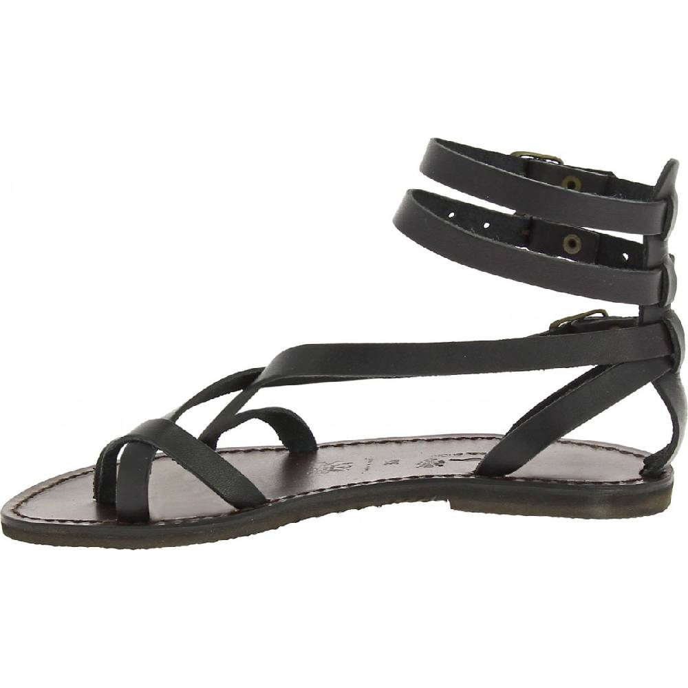 Lartigiano Del Cuoio Sandali gladiatore fatti a mano in pelle colore nero Offerta natalizia