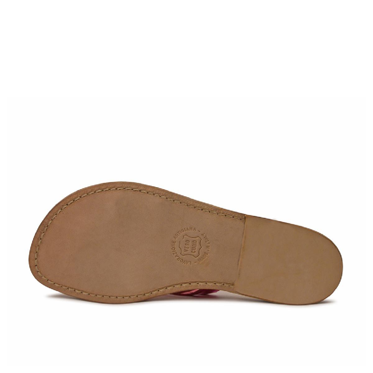 Lartigiano Del Cuoio Ciabatte infradito donna in pelle laminata fucsia Offerta Giorno del Papà