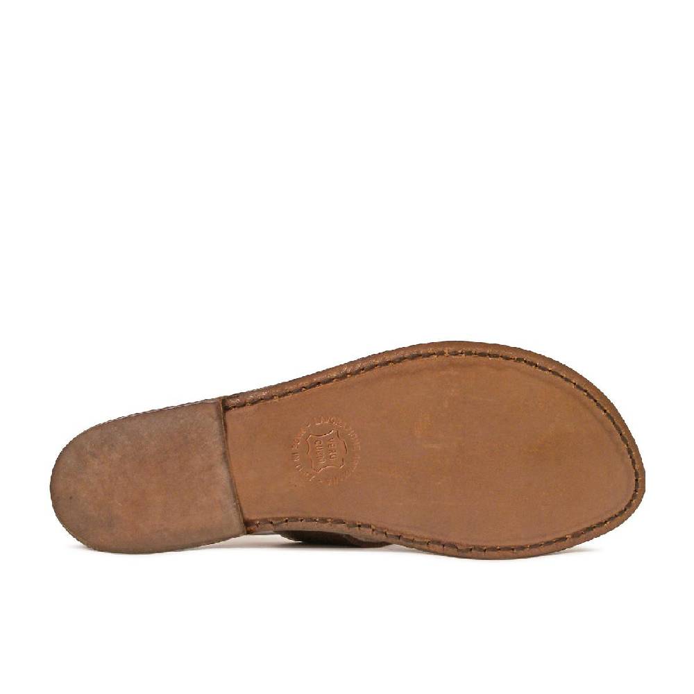 Lartigiano Del Cuoio Ciabatte infradito da donna fatti a mano in pelle color fango Offerta San Valentino