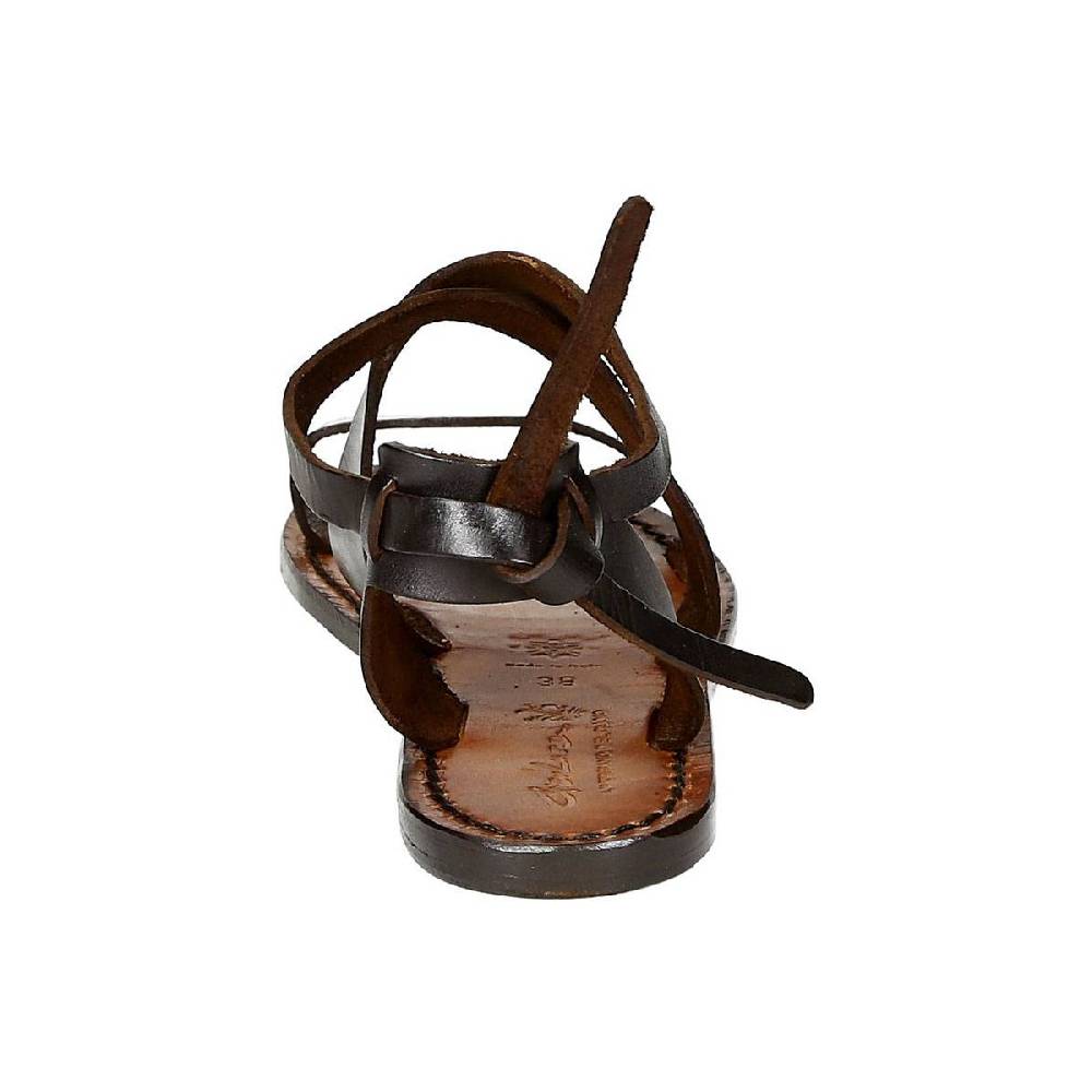 Lartigiano Del Cuoio Sandali donna fatti a mano in pelle marrone scuro Offerta Anniversario