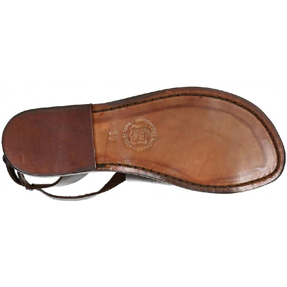 Lartigiano Del Cuoio Sandali donna fatti a mano in pelle marrone scuro Offerta Anniversario