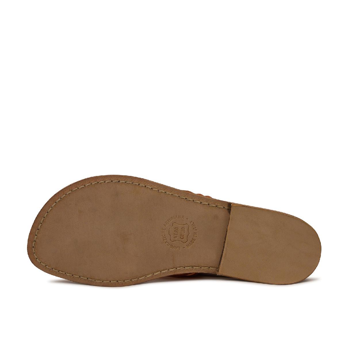 Lartigiano Del Cuoio Cibatte infradito donna in pelle laminata arancio Vendita calda