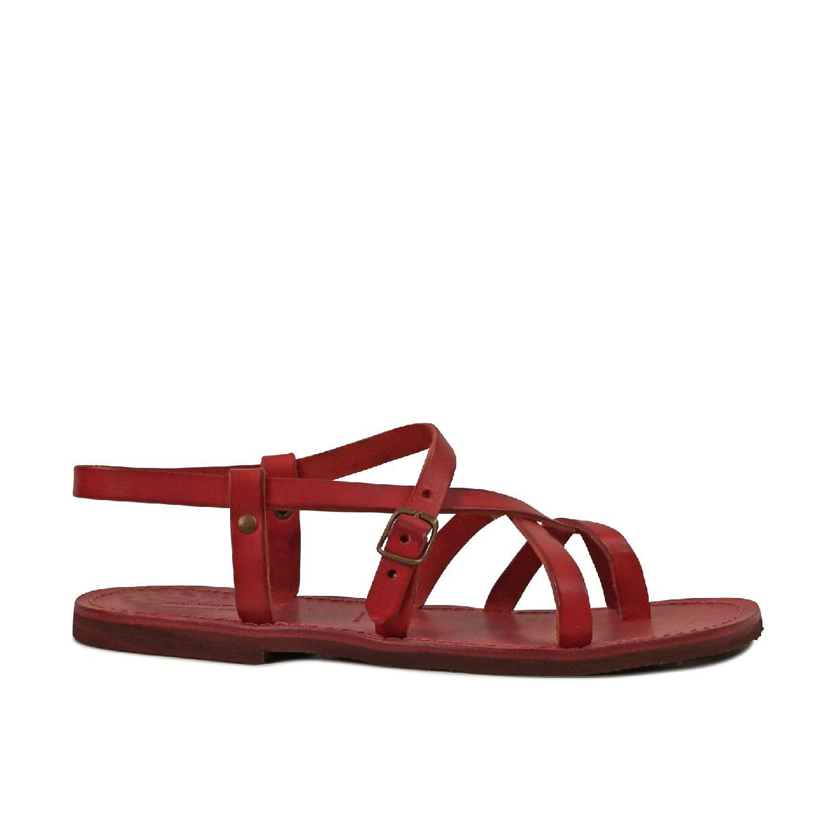 Lartigiano Del Cuoio Sandali alla schiava bassi artigianali pelle rosso Latest fashion
