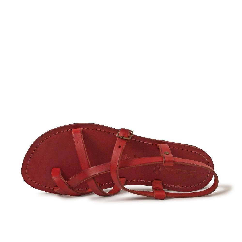 Lartigiano Del Cuoio Sandali alla schiava bassi artigianali pelle rosso Latest fashion