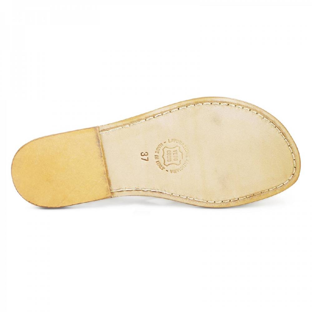 Lartigiano Del Cuoio Sandali bassi color cuoio e argento artigianali da donna Online Outlet