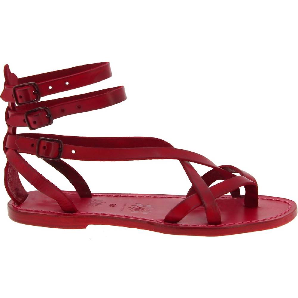 Lartigiano Del Cuoio Sandali gladiatore donna in pelle rossa fatti a mano Offerta temporanea