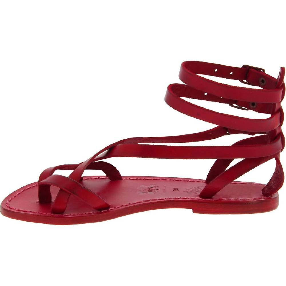 Lartigiano Del Cuoio Sandali gladiatore donna in pelle rossa fatti a mano Offerta temporanea