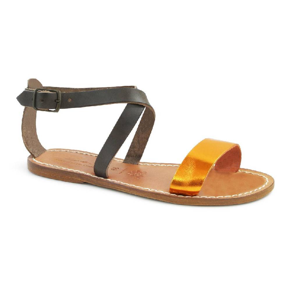 Lartigiano Del Cuoio Sandali in pelle bassi bicolor fatti a mano Lightning offer
