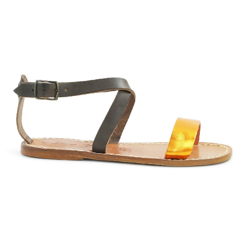 Lartigiano Del Cuoio Sandali in pelle bassi bicolor fatti a mano Lightning offer