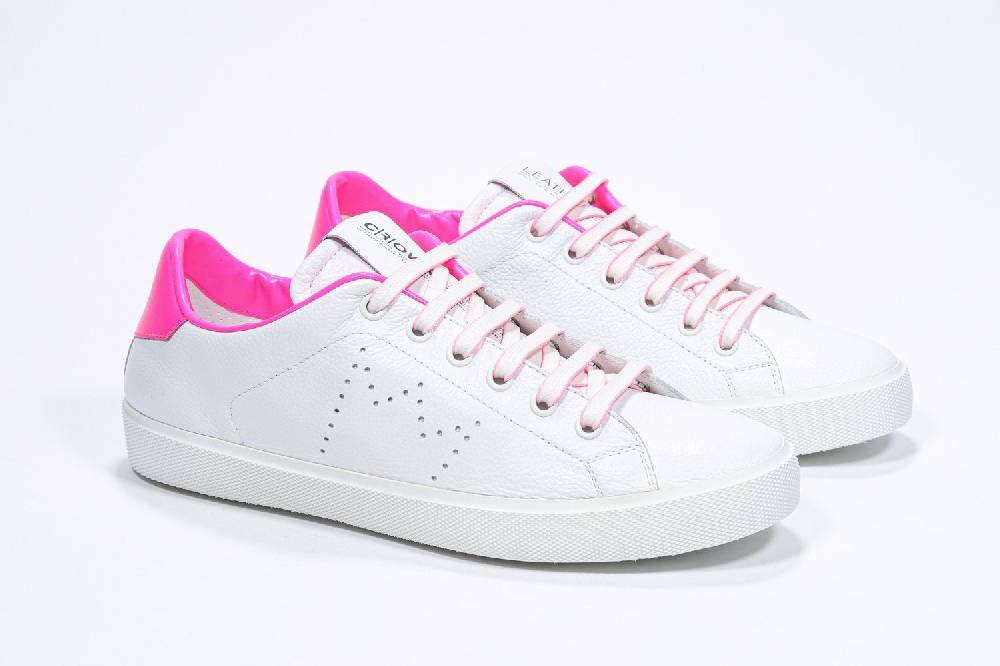 Leather Crown LC06 | Fucsia & Bianche - Basse - Donna Prezzo Ridotto